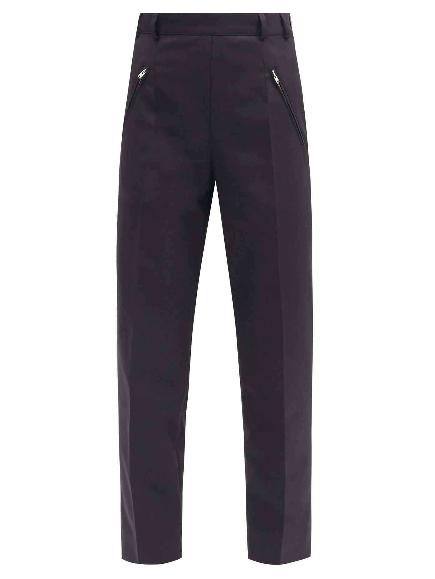 Bar-tack high-rise twill trousers - 1