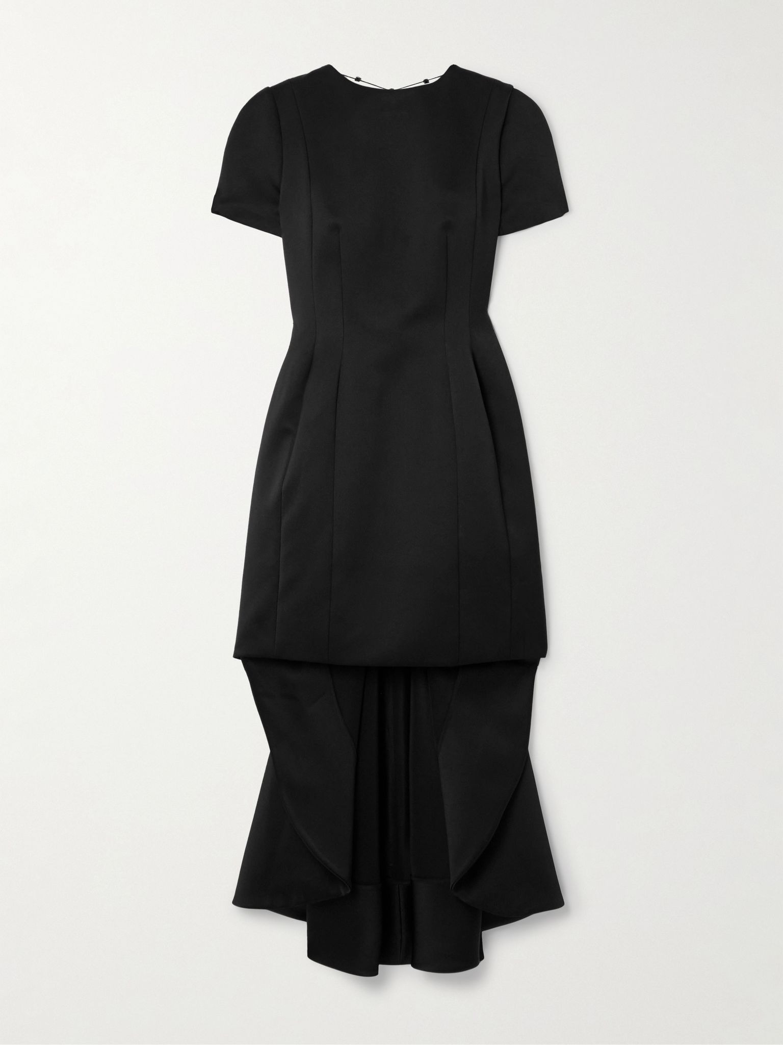 Asymmetric open-back crystal-embellished satin-crepe mini dress Black - 1