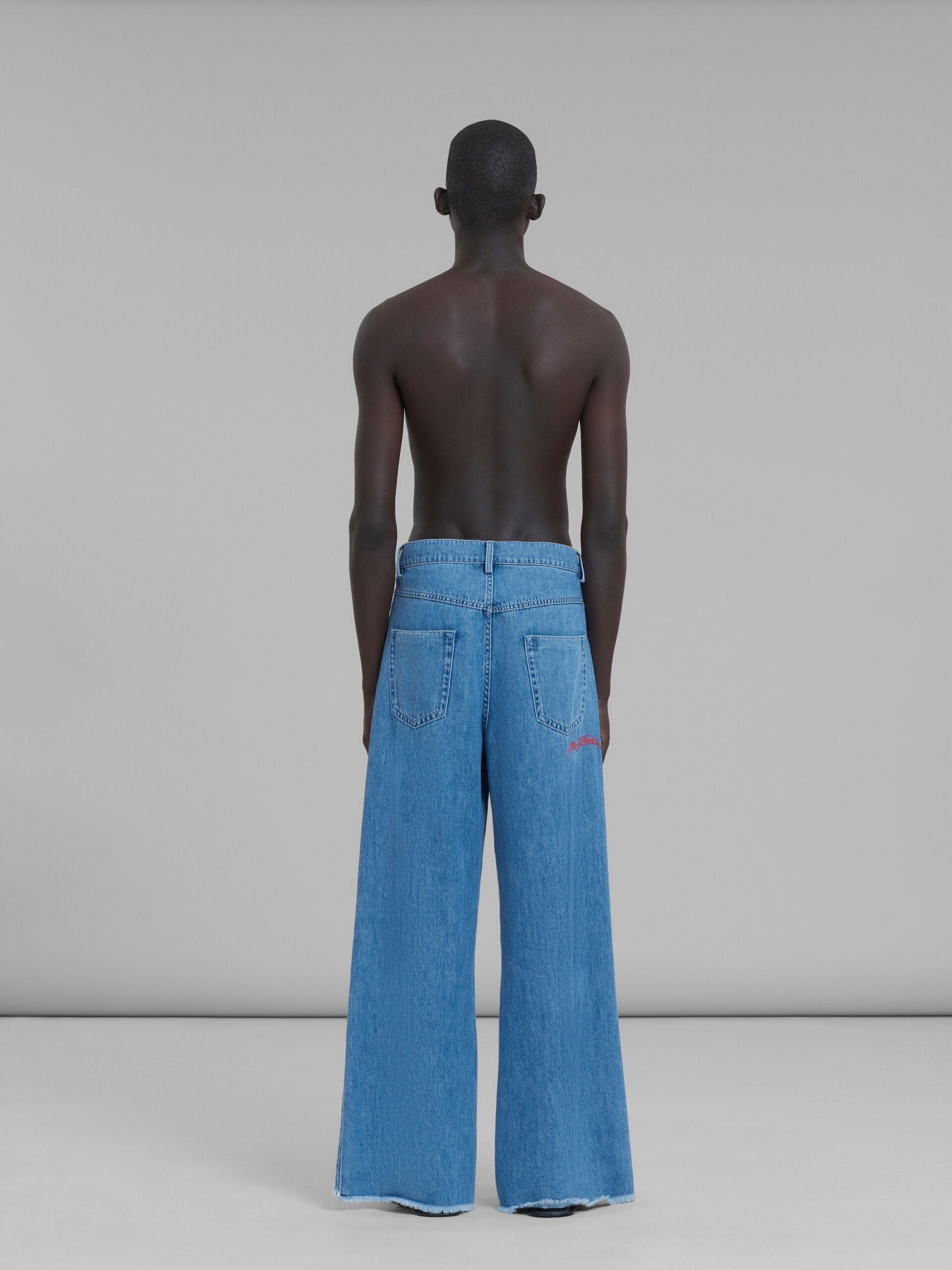 MARNI X NO VACANCY INN - BLUE CHAMBRAY 5 POCKET PANTS WITH EMBROIDERY - 3