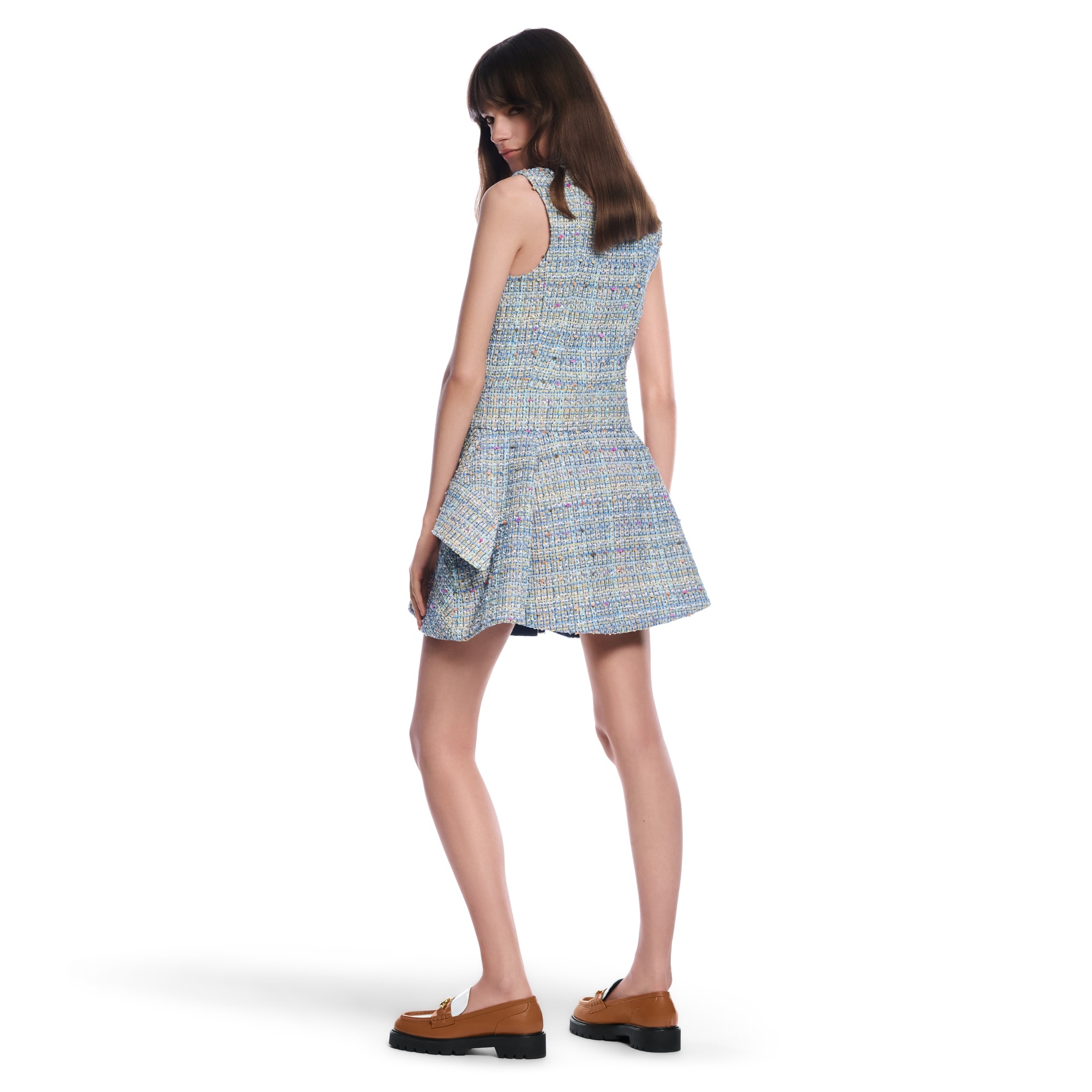 Double-Breasted Tweed Mini Dress - 3