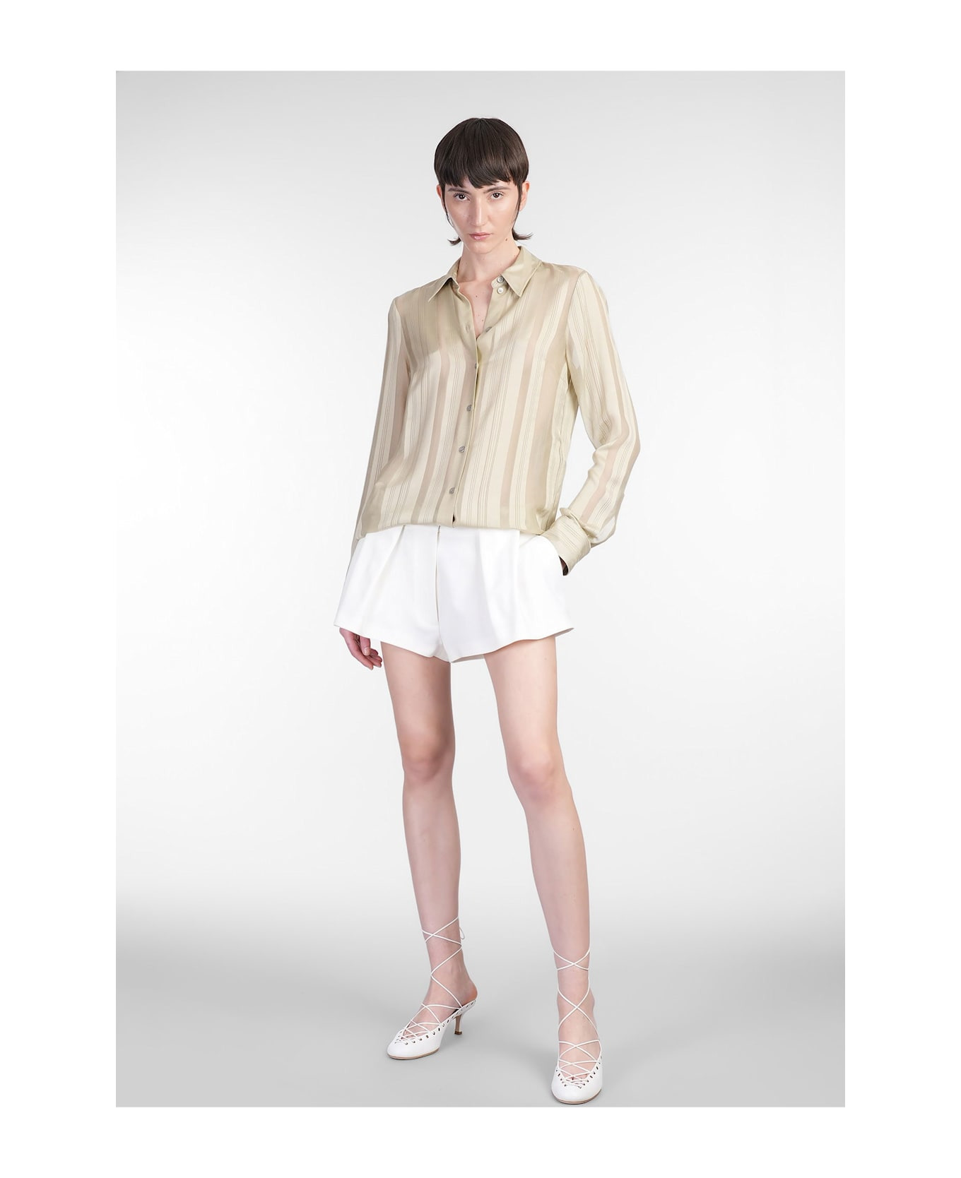 Shorts In Beige Wool - 2