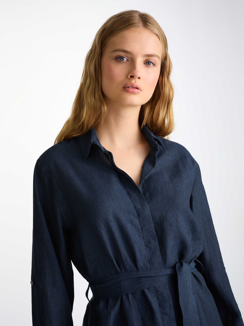 Women's Dress Sicily Linen Navy 4
