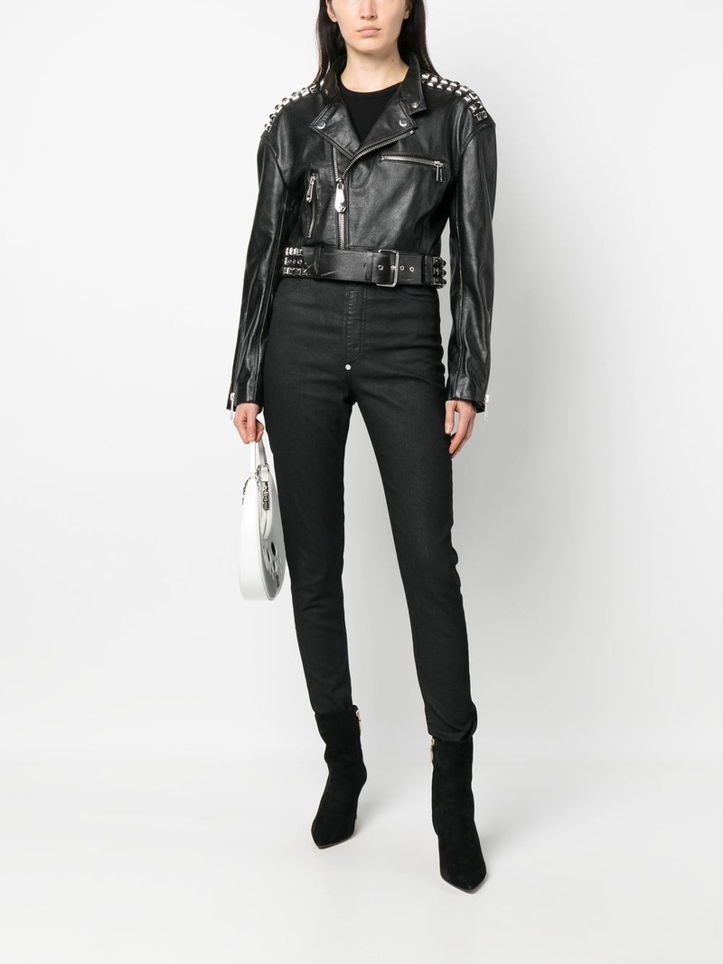 PHILIPP PLEIN high-waisted denim leggings outlook