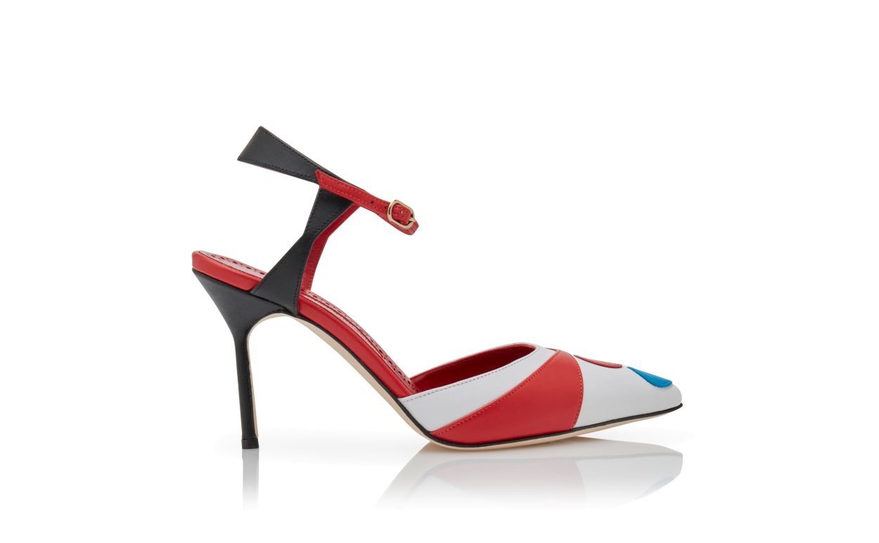 White, Red and Black Nappa Leather Pumps - 1