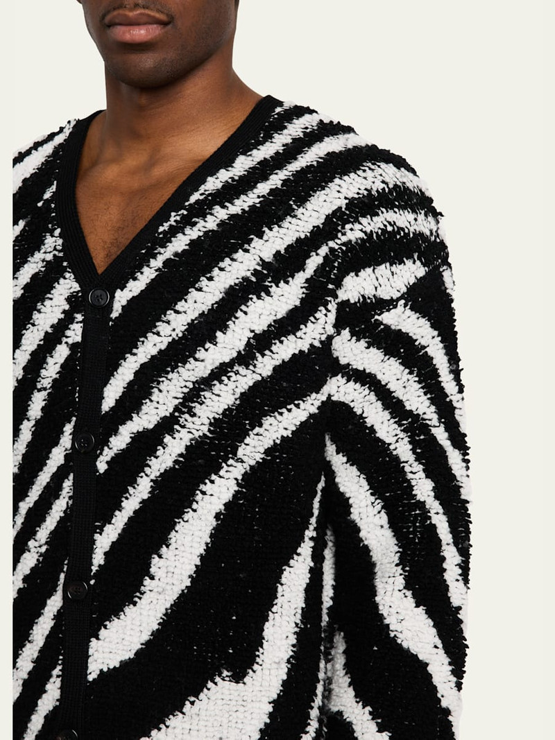 ZANKOV Men's Intarsia Zebra Cardigan outlook