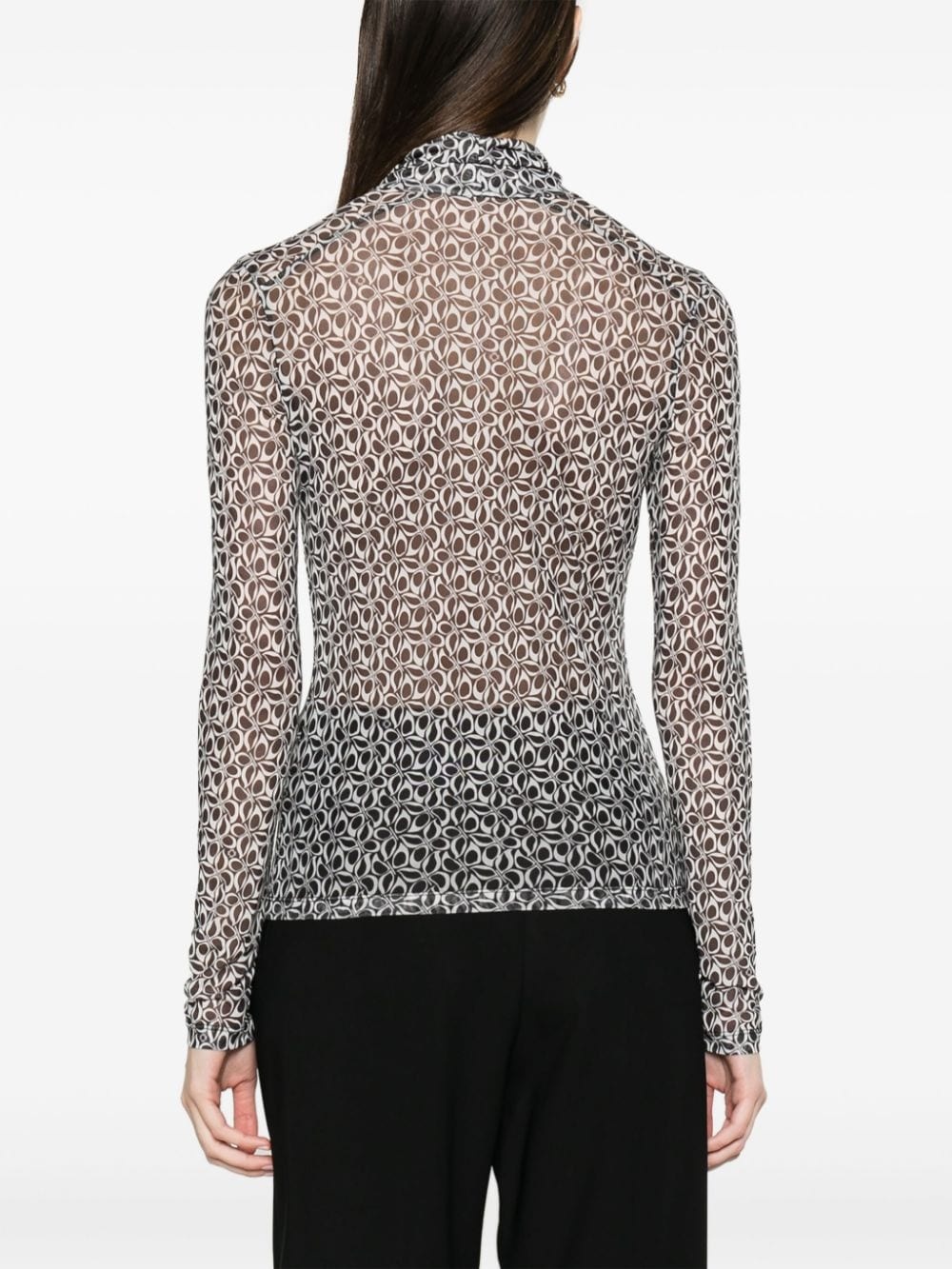 geometric-print mesh top - 4