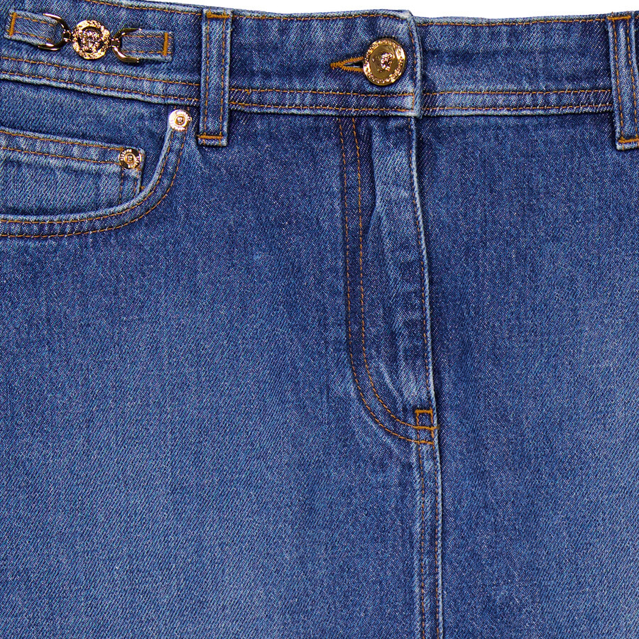 Versace Medusa 95 Cotton Denim Mini Skirt - 2