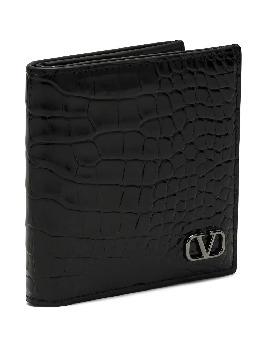 crocodile-embossed leather wallet - 1