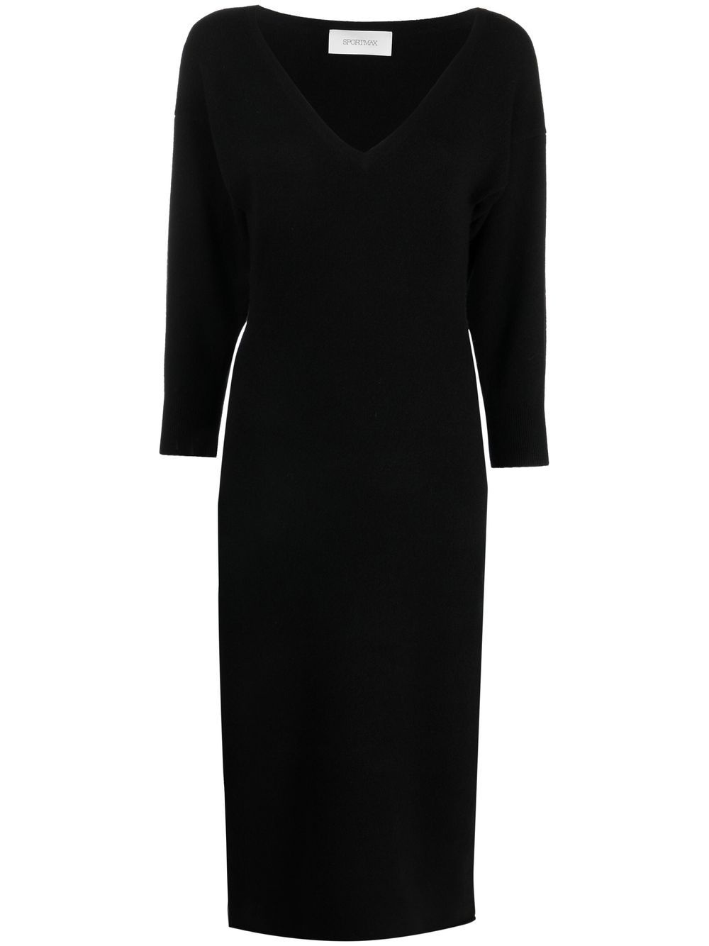 V-neck cashmere midi dress - 1