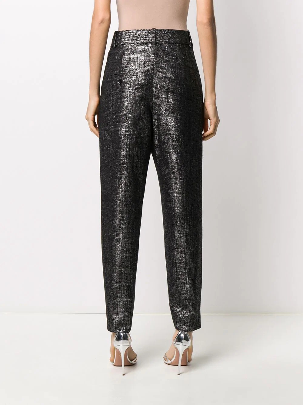 tapered lurex trousers - 4