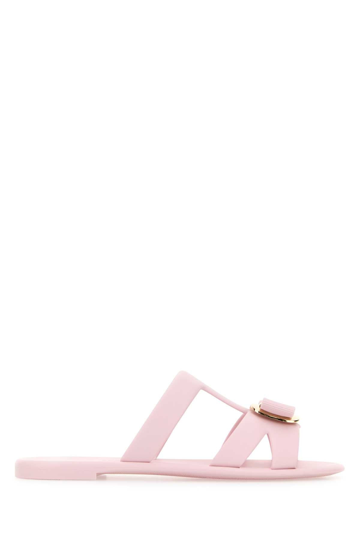 Salvatore Ferragamo Women Pastel Pink Rubber Lilou Slippers - 1