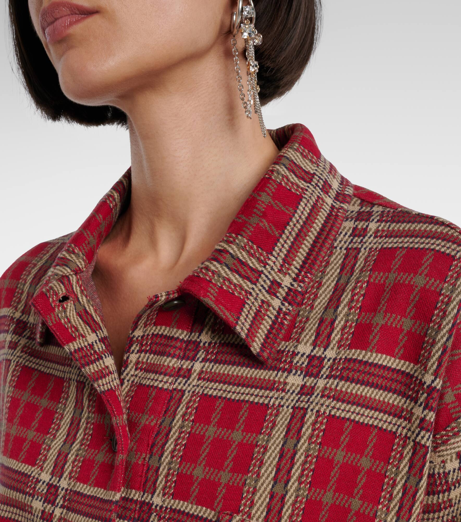 Blandia belted plaid cotton shirt dress - 4
