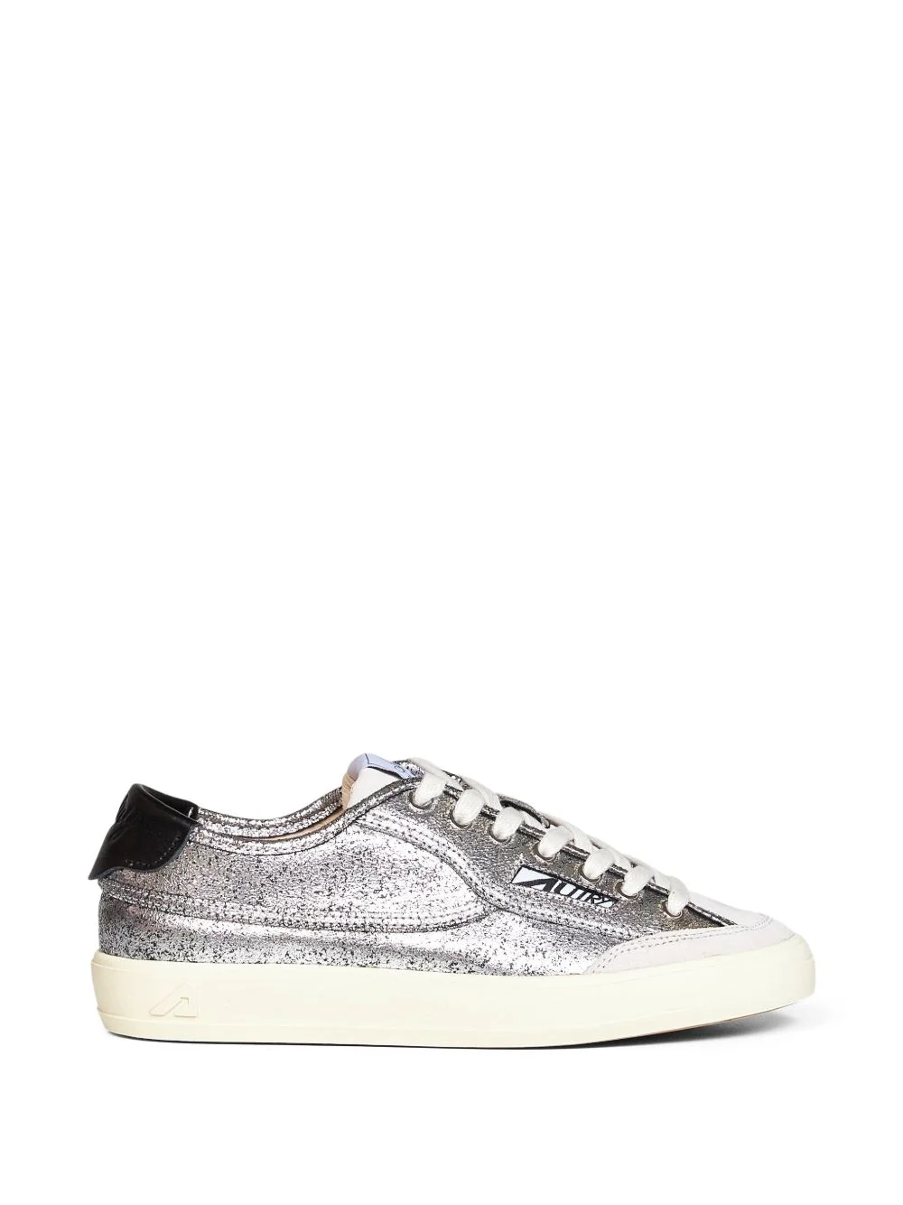 cracked laminated leather sneakers - 1
