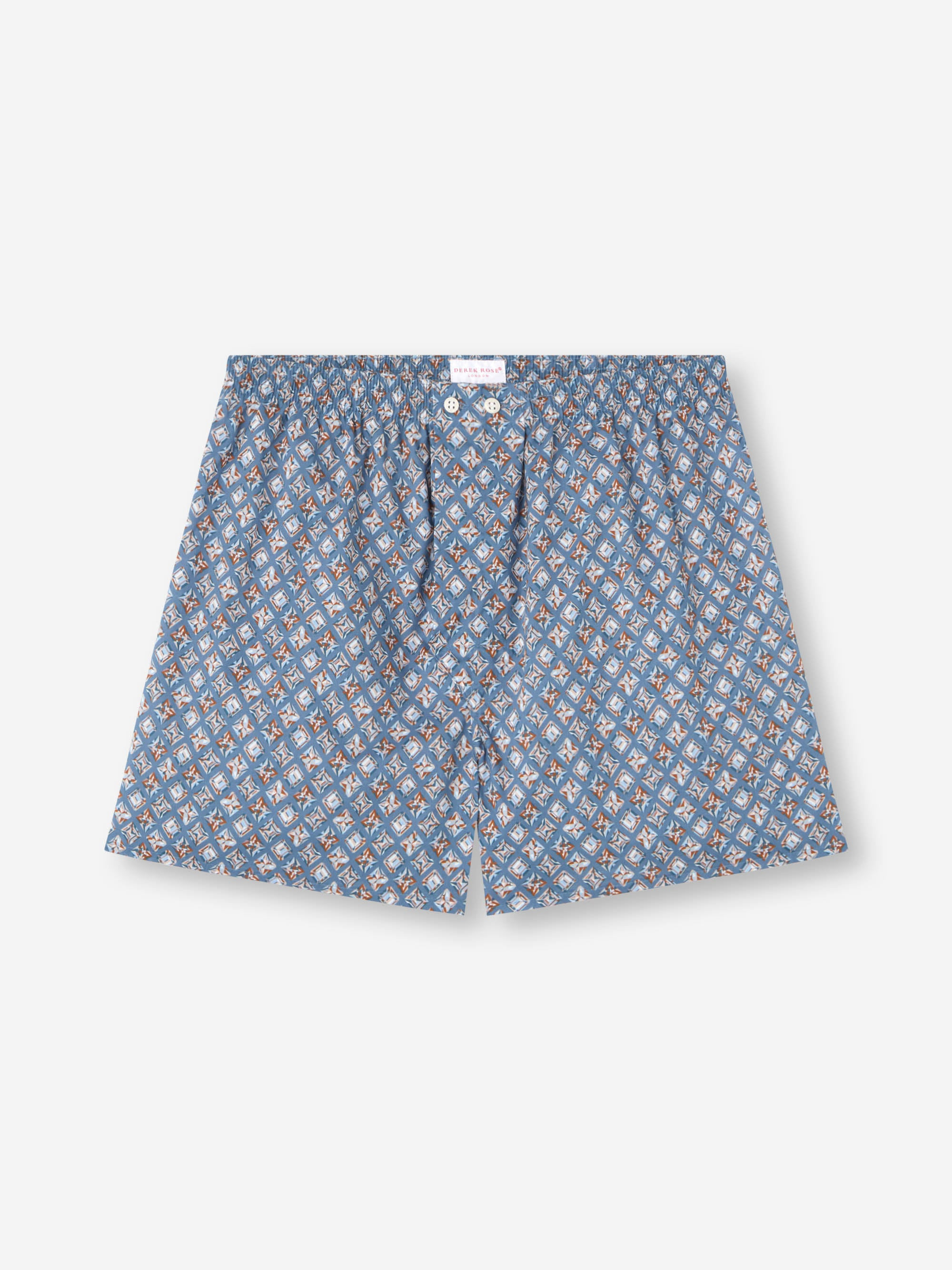 Men's Classic Fit Boxers Cotton Batiste Blue Multicolor Diamond Print - 2