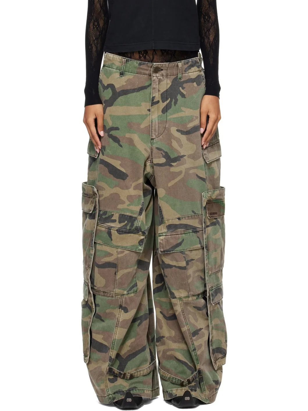 Khaki Merged Cargo Pants - 1