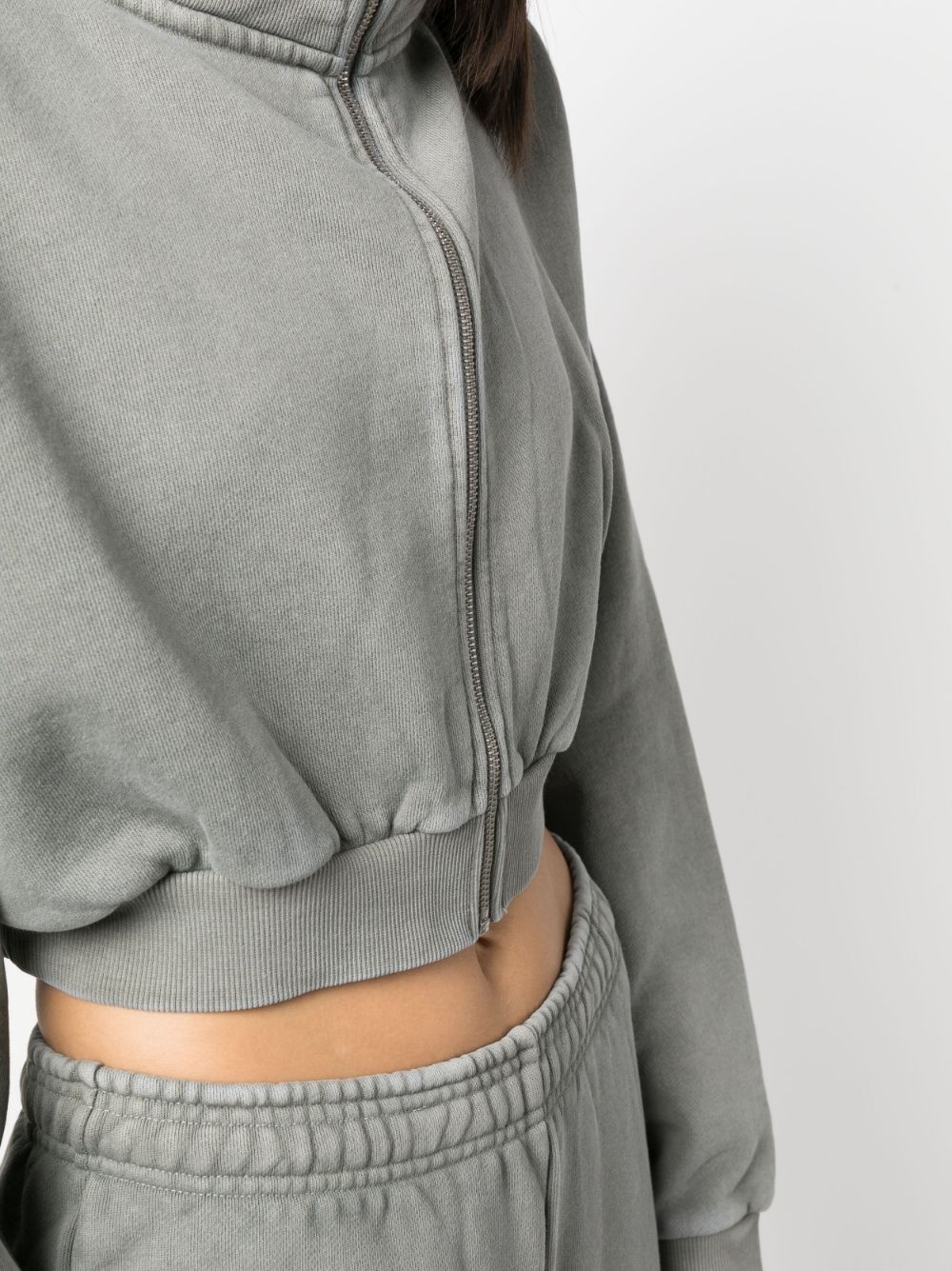 stand-up collar zip-up hoodie - 5