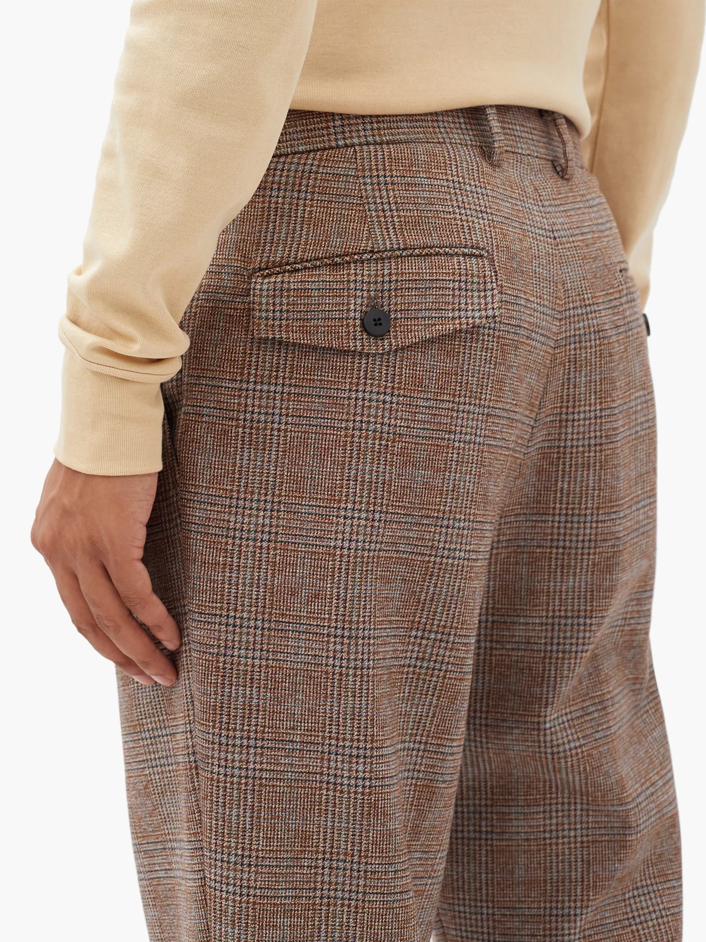 Cropped houndstooth-wool tailored trousers - 4