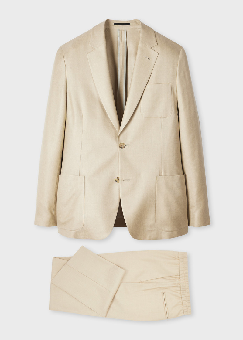 Light Camel Wool-Silk Unlined Suit 1