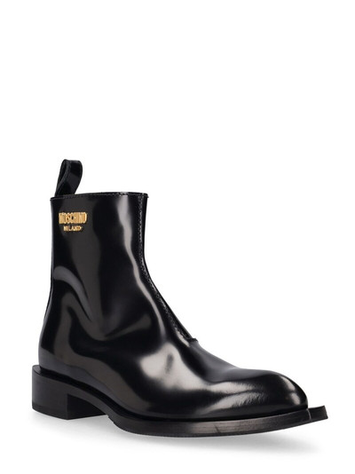 Moschino 40mm Texas brushed leather boots outlook