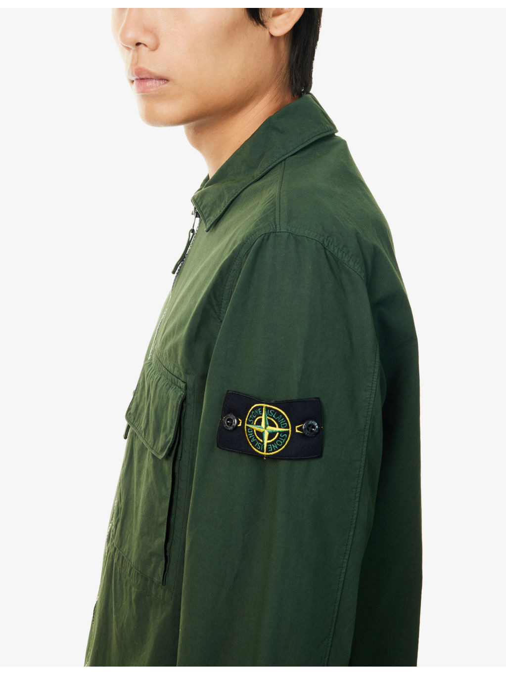 Classic-Collar Logo-Patch Cotton Jacket - 5