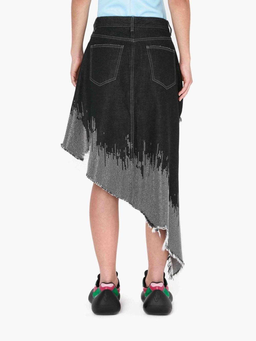 STUDDED ASYMMETRIC DENIM SKIRT - 3