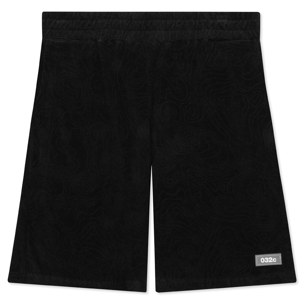 032C TOPOS SHAVED TERRY SHORTS - BLACK - 1
