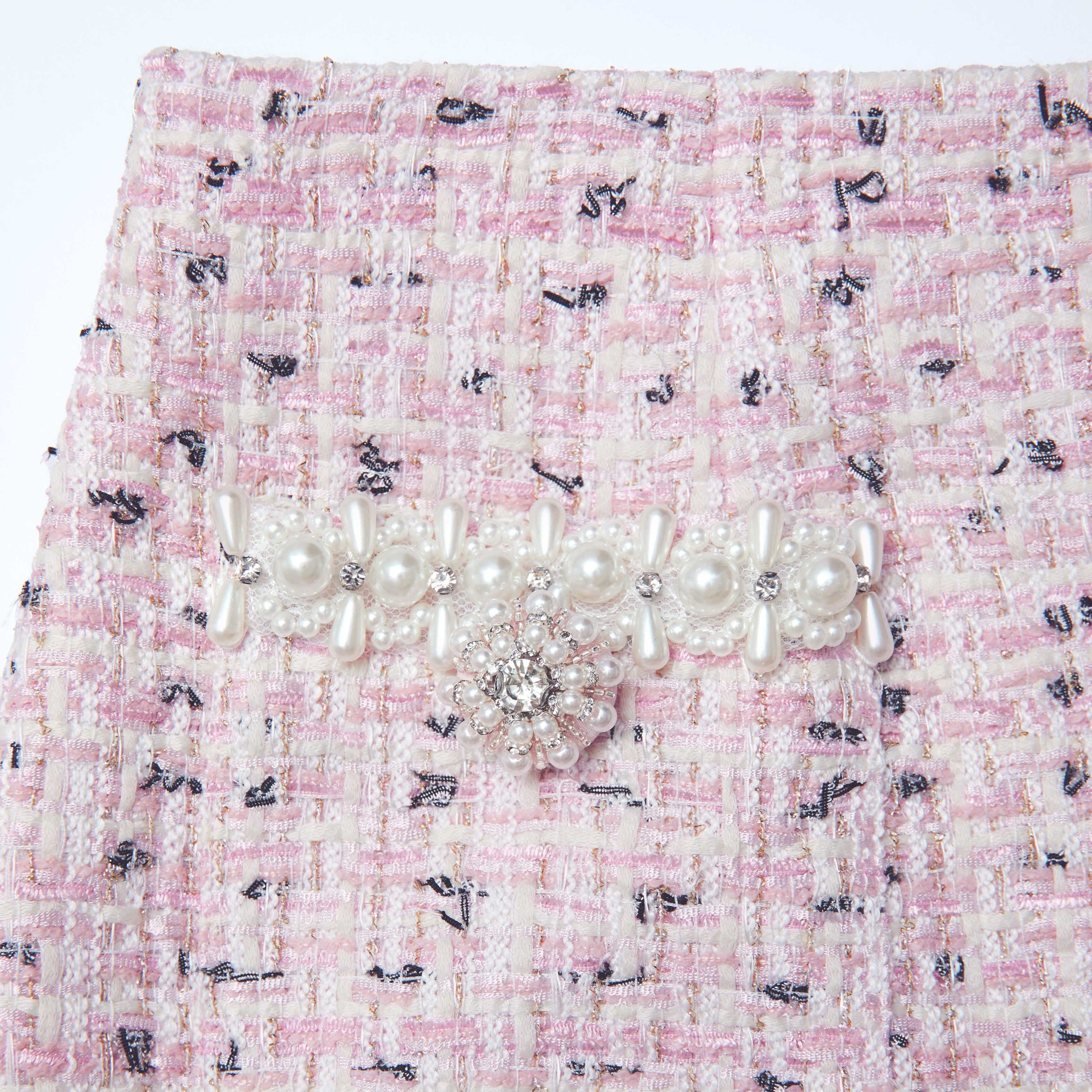 Pink Boucle Pearl Midi Skirt - 5