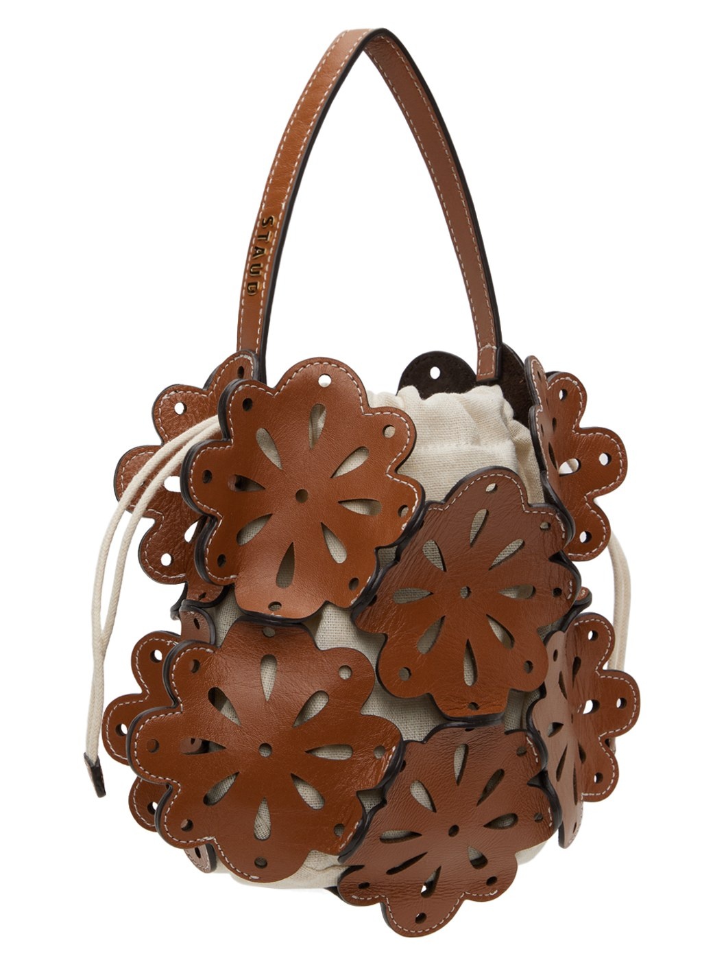 Beige & Tan Flora Basket Bag - 2