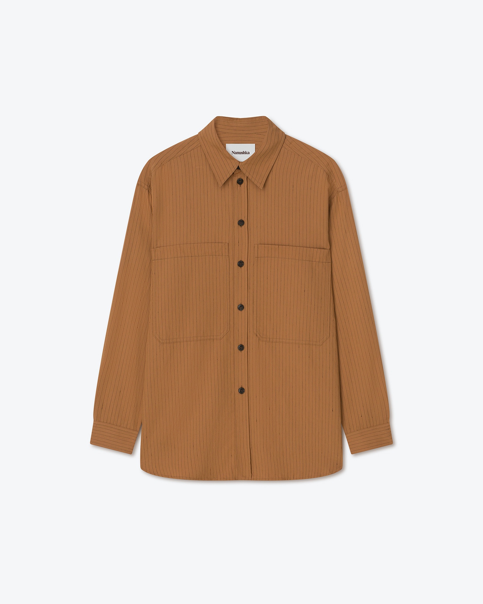 DAMIR - Striped slub shirt - Camel - 1