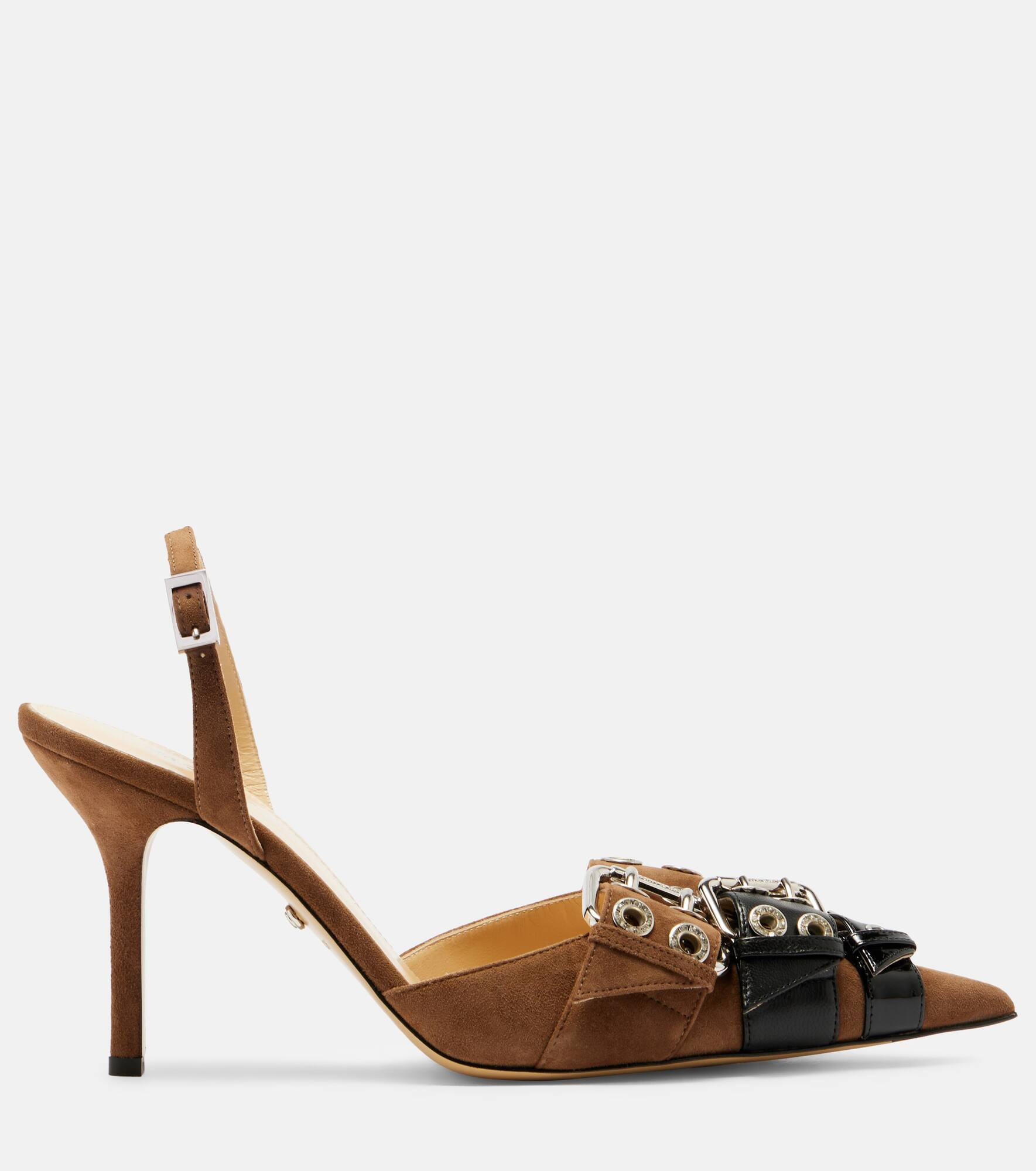 Buckle Belt 95 suede slingback pumps - 4