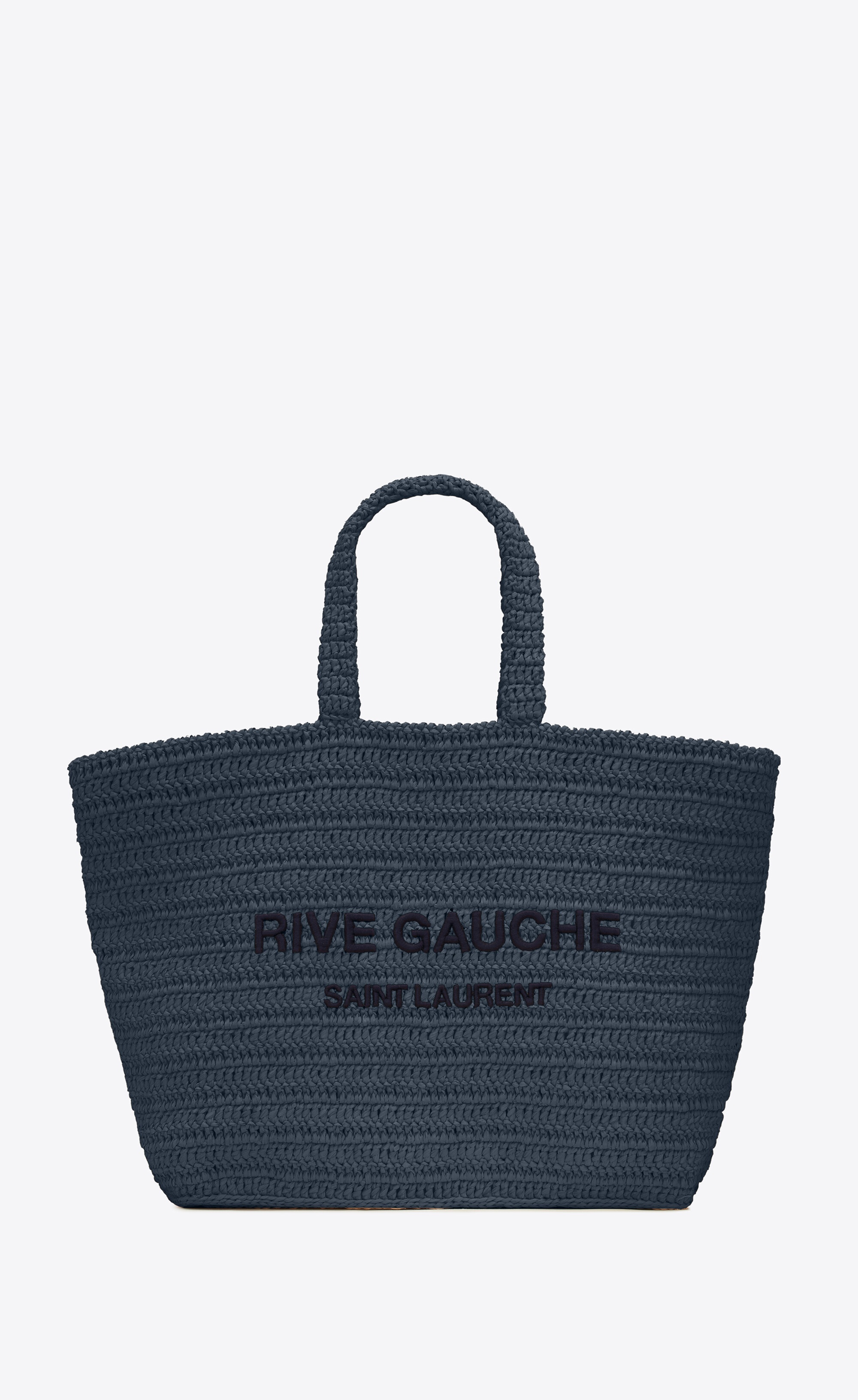 rive gauche supple tote bag in raffia crochet