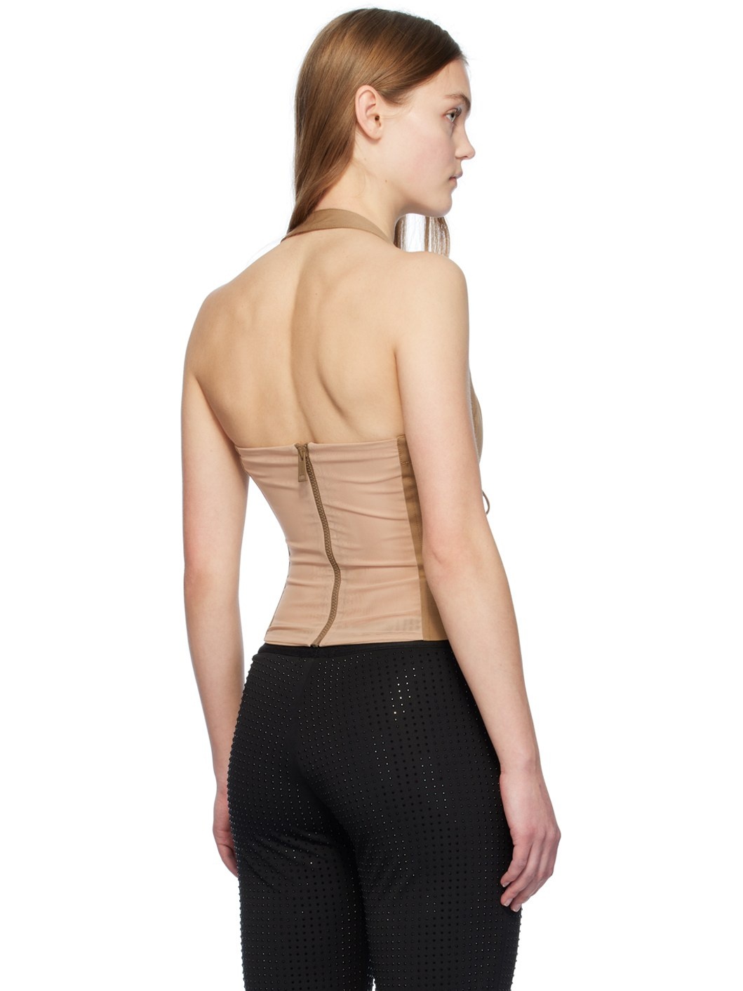 Tan Lace-Up Camisole - 3