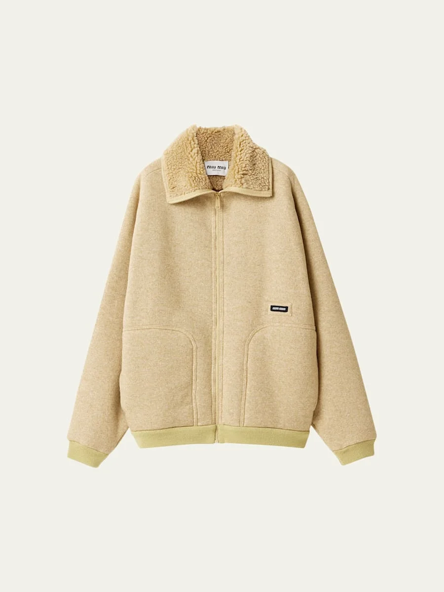 Faux Fur Lined Fleece Zip Jacket - 1