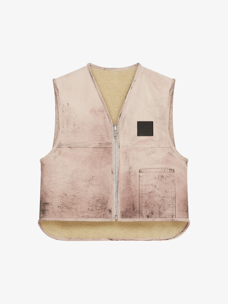 REVERSIBLE WAISTCOAT IN COTTON WITH SHEARLING EFFECT 1