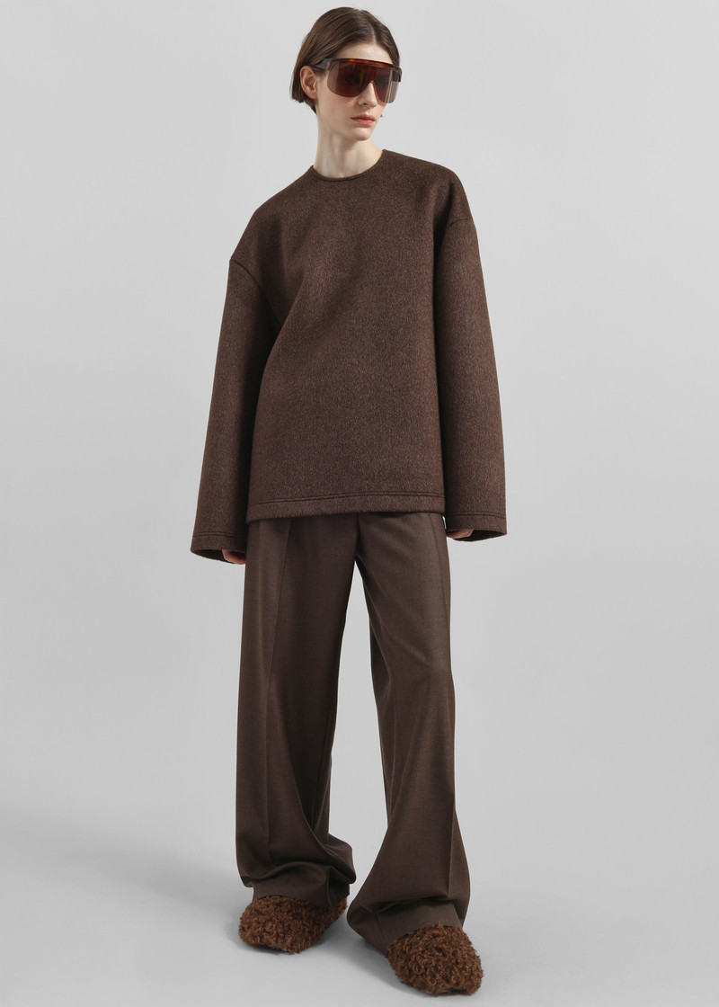 Delancey Long Sleeve Wool Top - Brown Melange 5