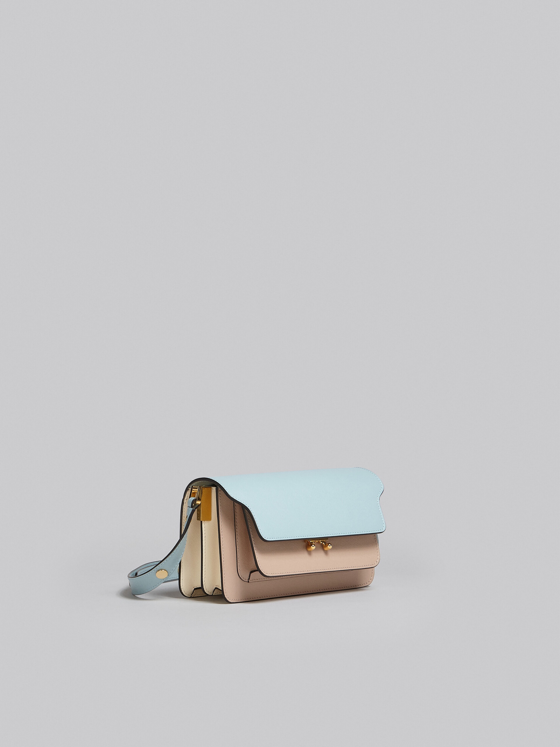 TRUNK BAG E/W IN LIGHT BLUE AND BEIGE SAFFIANO LEATHER - 6