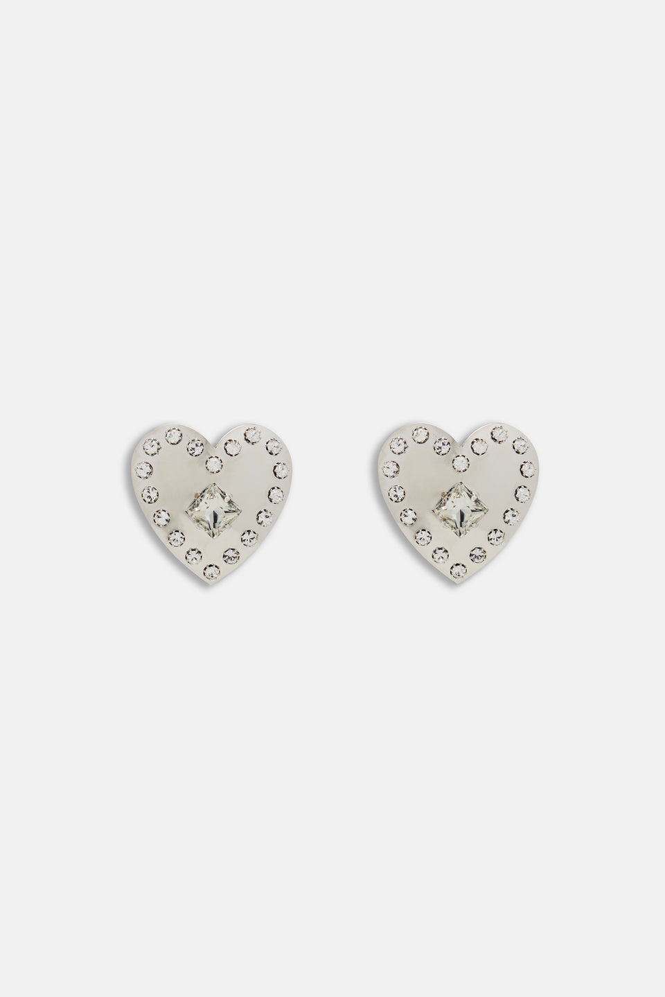 METAL HEART EARRINGS WITH CRYSTALS - 1