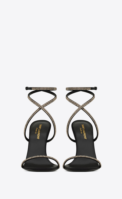 SAINT LAURENT opyum sandals in crepe satin and rhinestones outlook