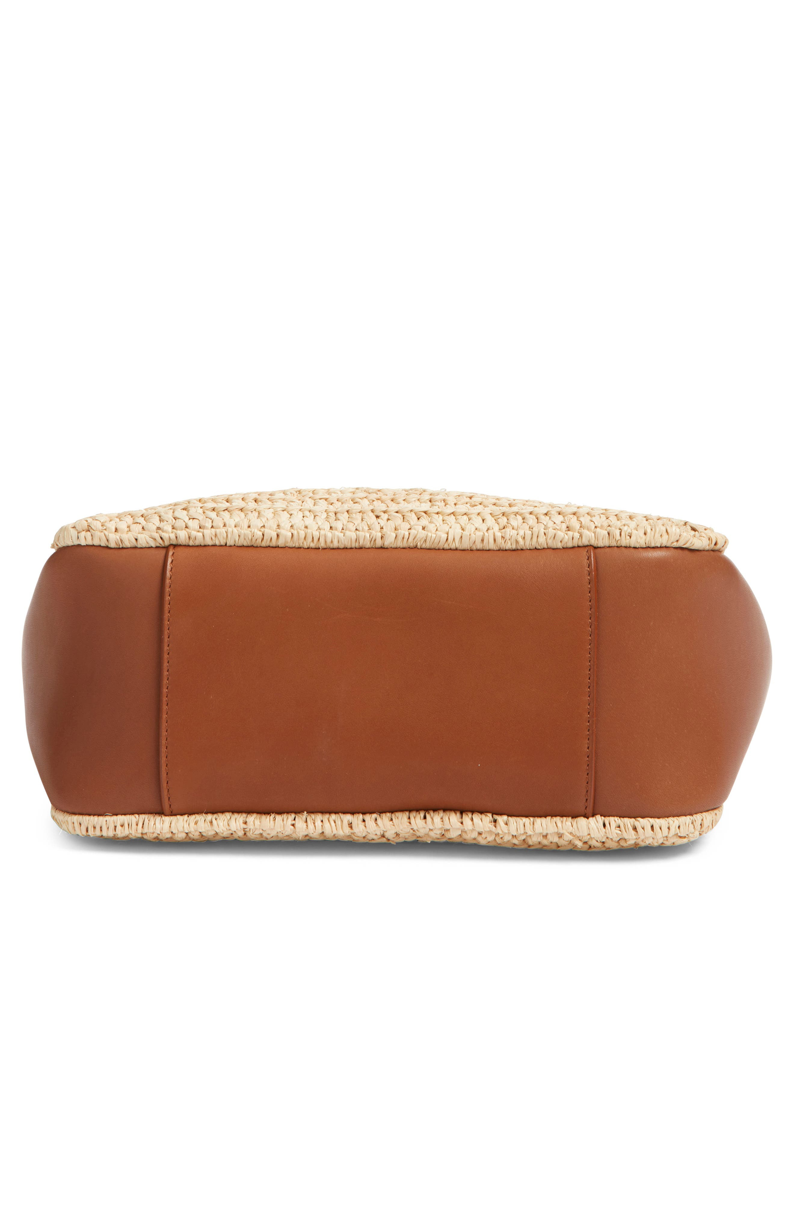 Saint Laurent Le 5 à 7 Raffia & Leather Hobo Bag in Desert Dust/Brick Canvas at Nordstrom - 6