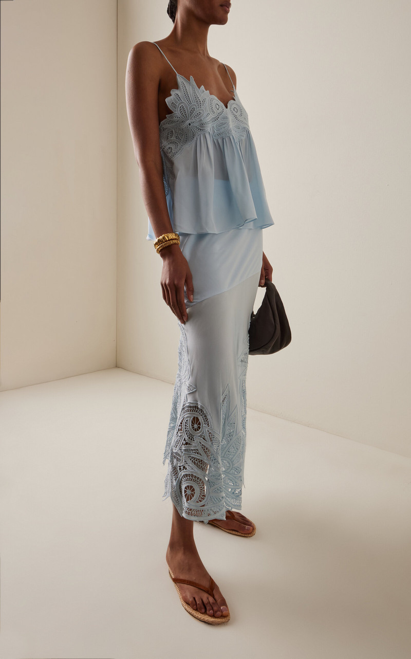 Rosie Lace-Appliquéd Silk Top blue 3
