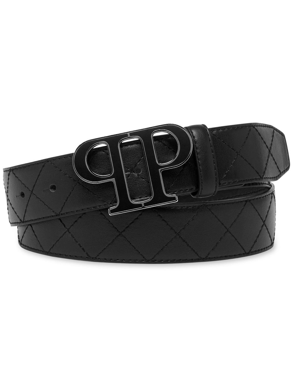 logo-plaque leather belt - 1