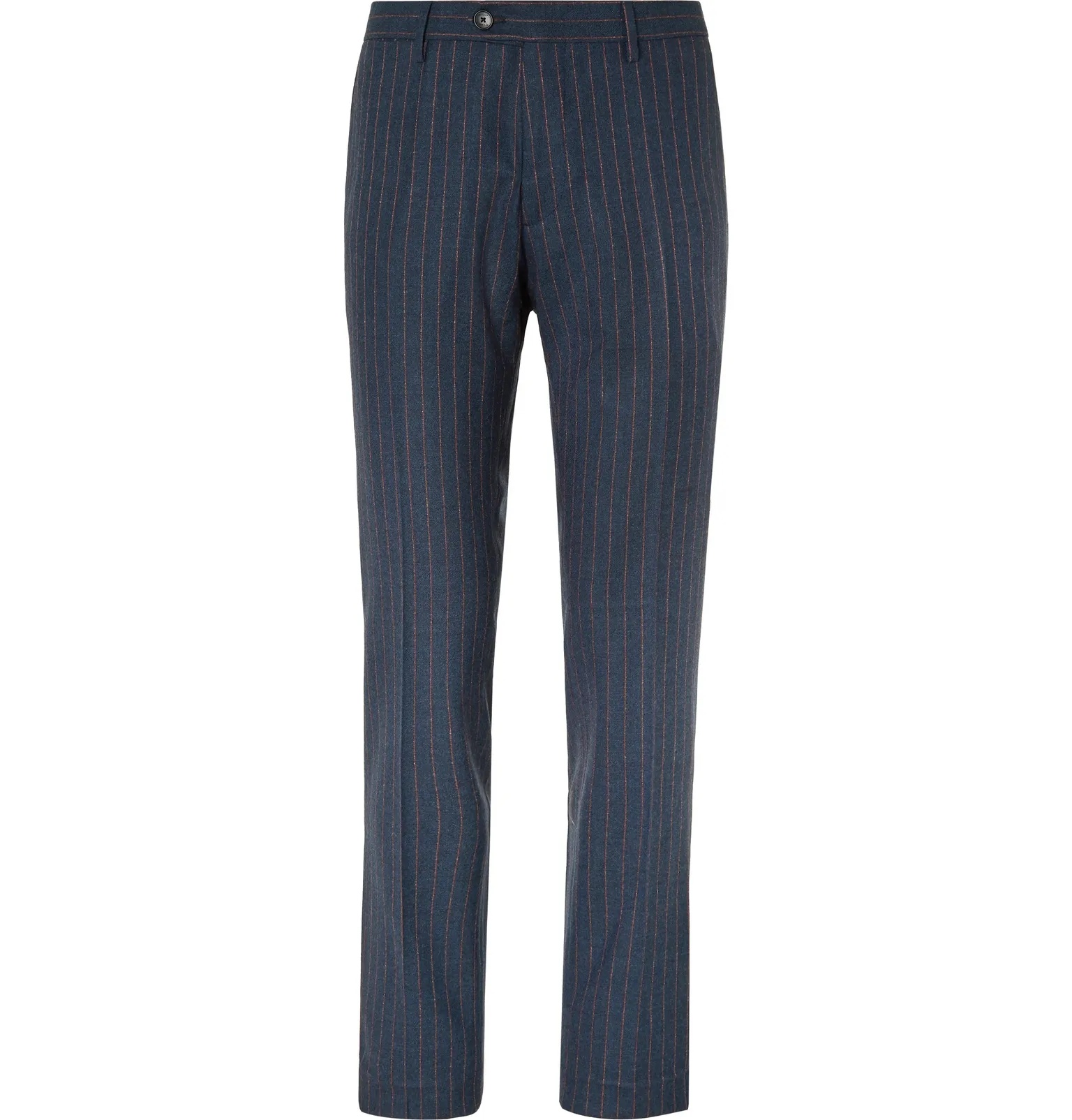 Striped Wool, Cashmere, Silk and Cotton-Blend Suit Trousers - 1