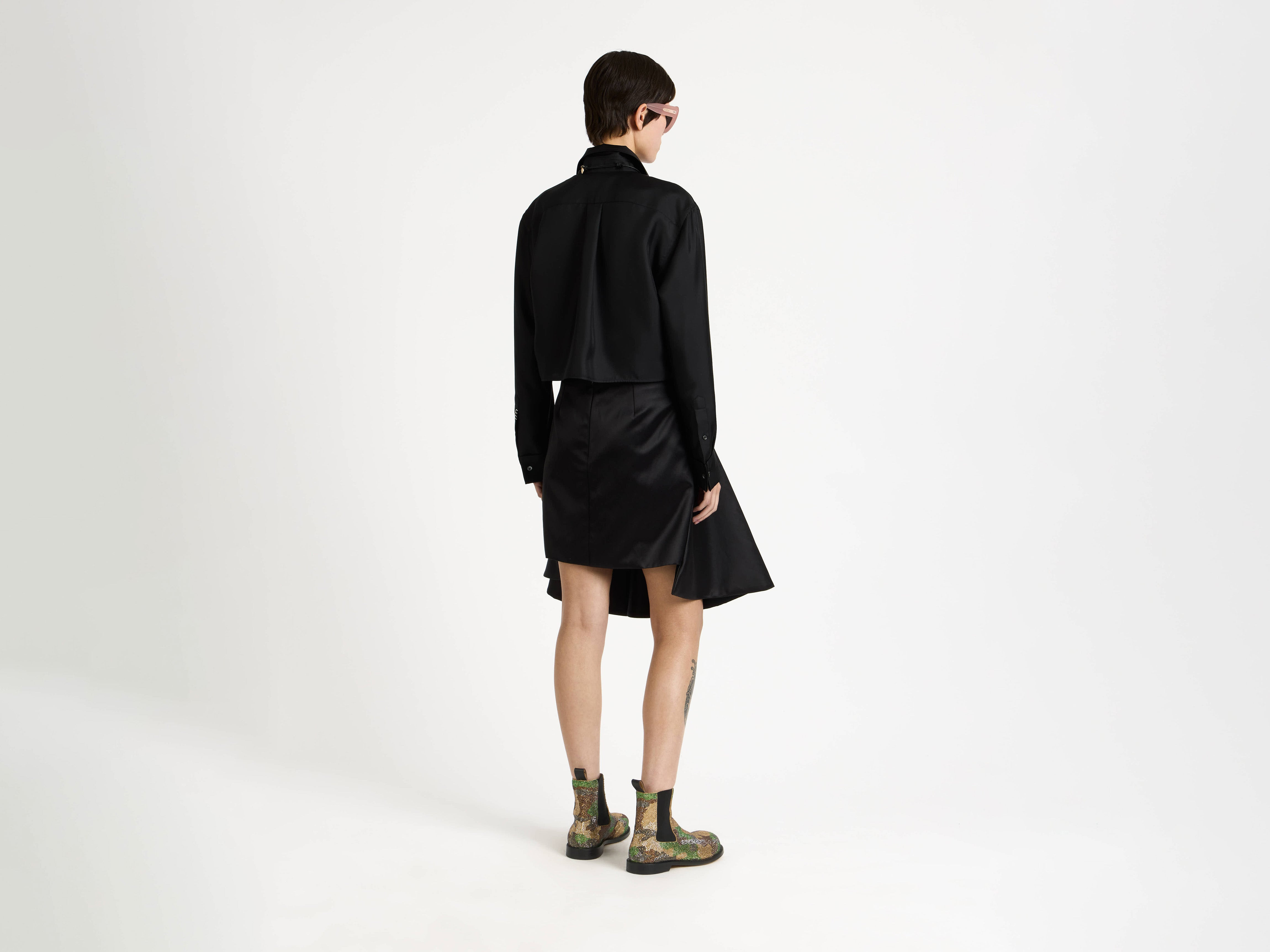 WOMENS TIPPED HEM CIRCLE SKIRT IN BLACK - 3