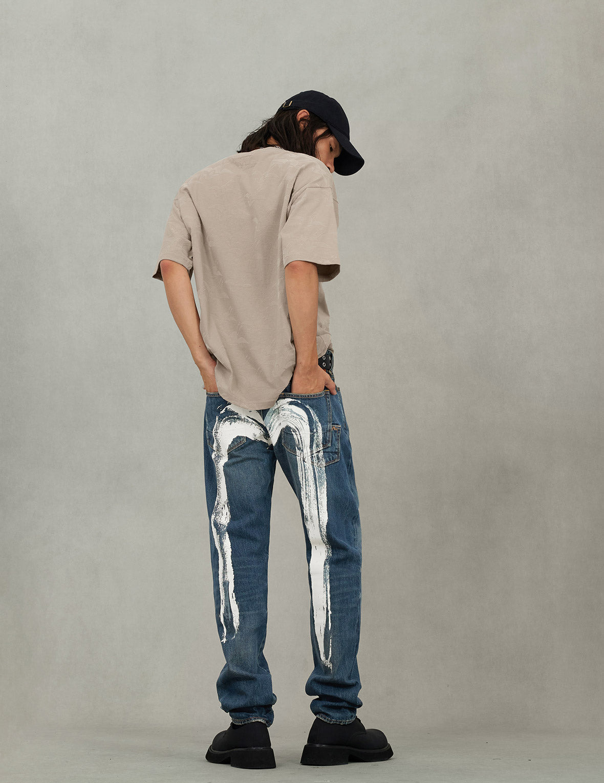 7-Pocket Design Washed Daicock Print Carrot Fit Jeans #2017 - 8