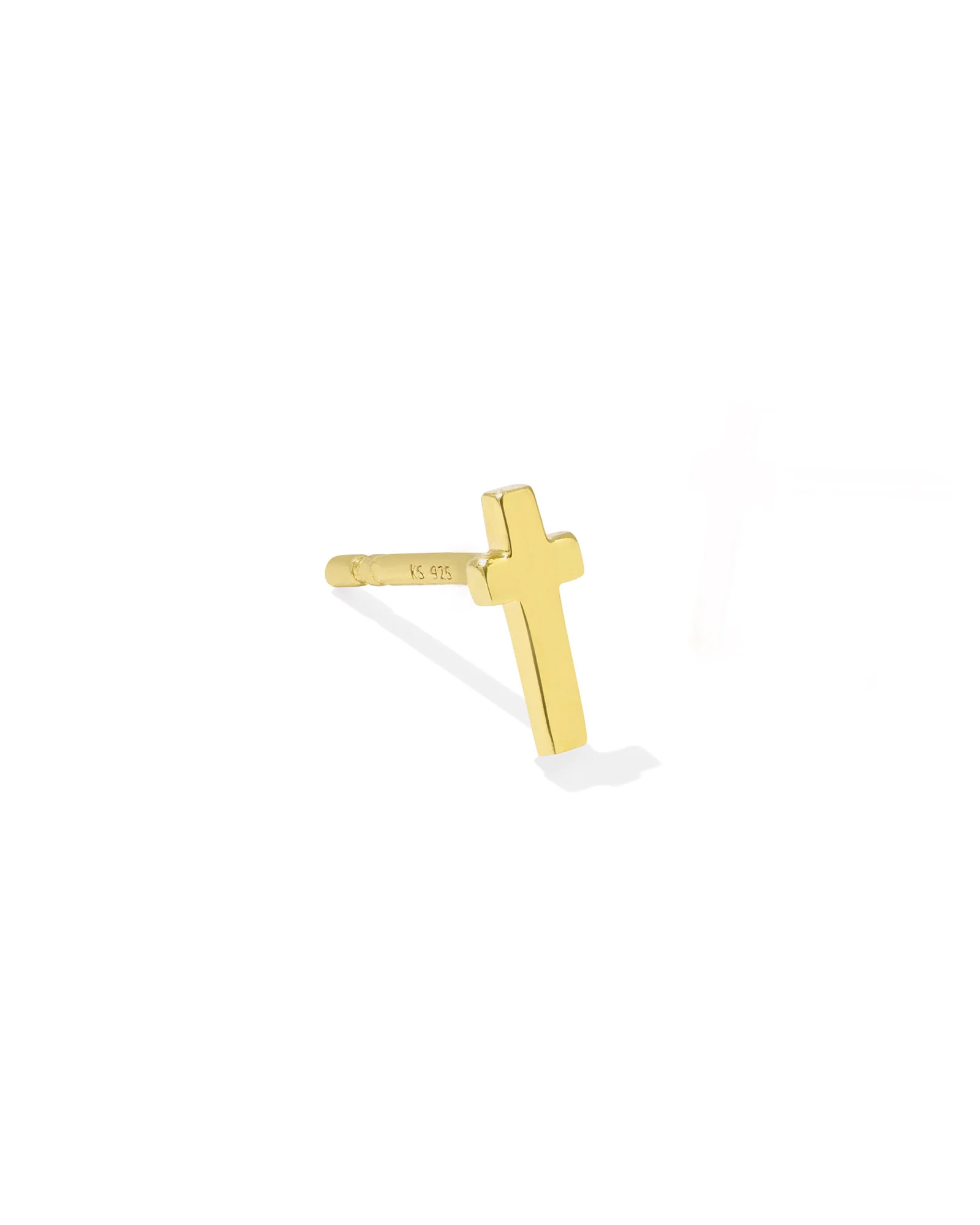 Cross Single Stud Earring in 18k Gold Vermeil - 1