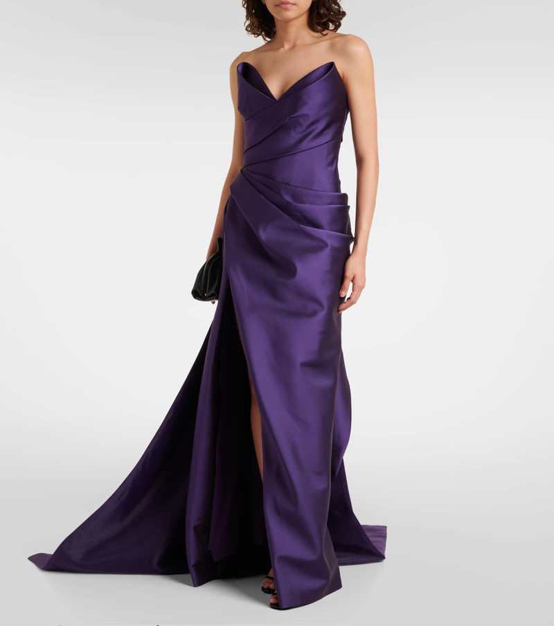 Monique Lhuillier Draped strapless mikado gown outlook