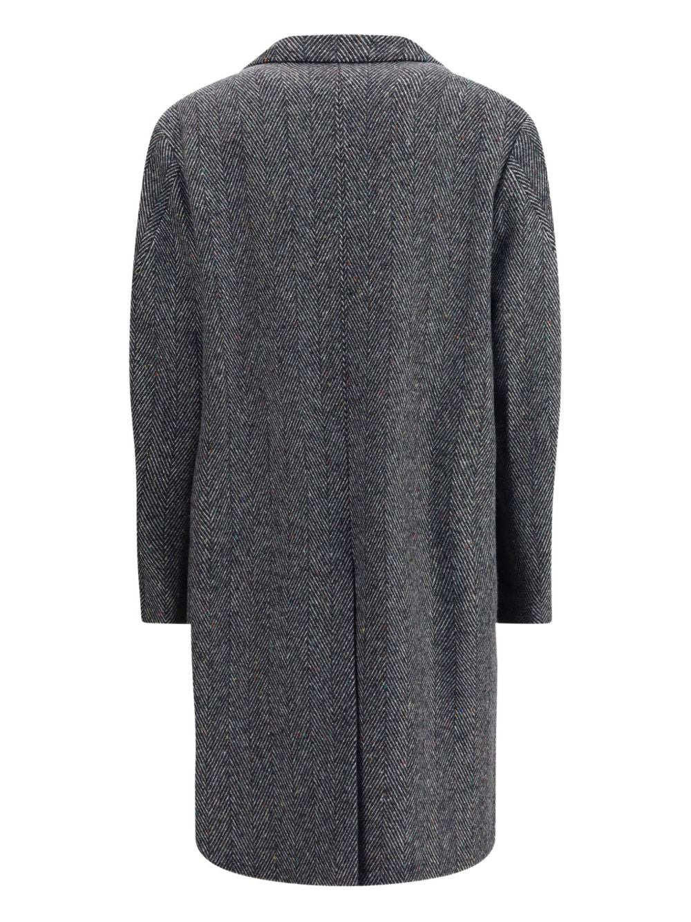 HERRINGBONE-PATTERN NOTCHED-LAPEL COAT - 2
