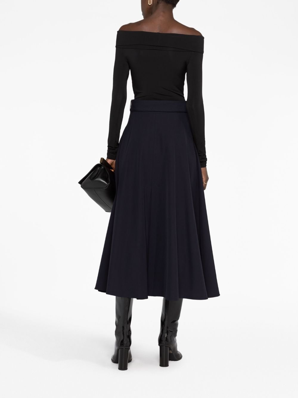 belted wool-blend skirt - 4