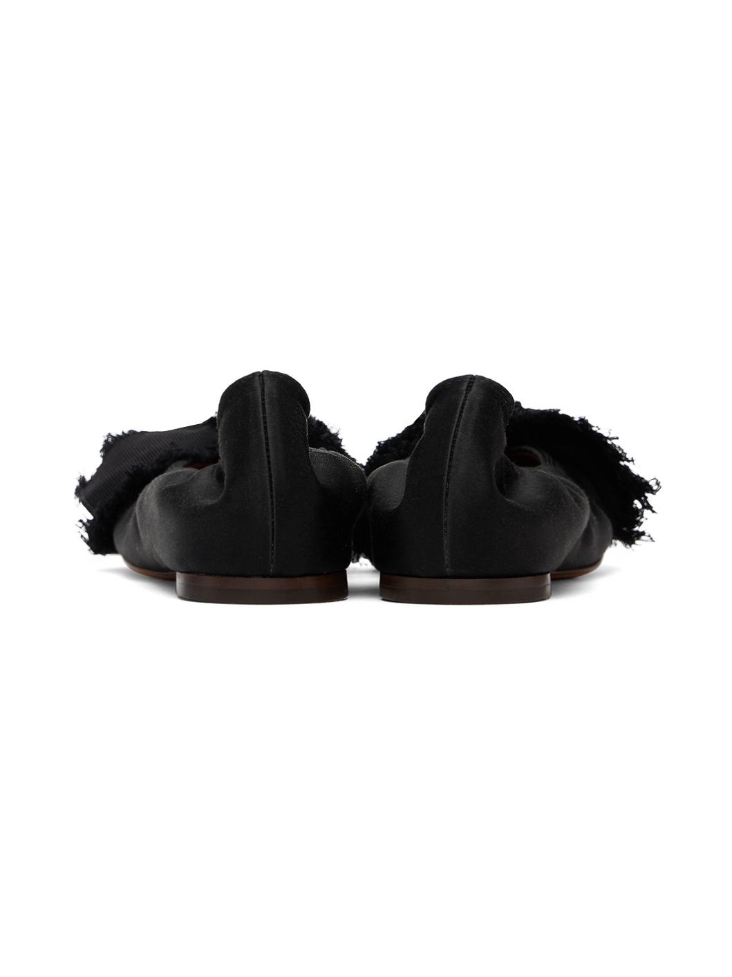 Black Satin Bow Ballerina Flats - 2