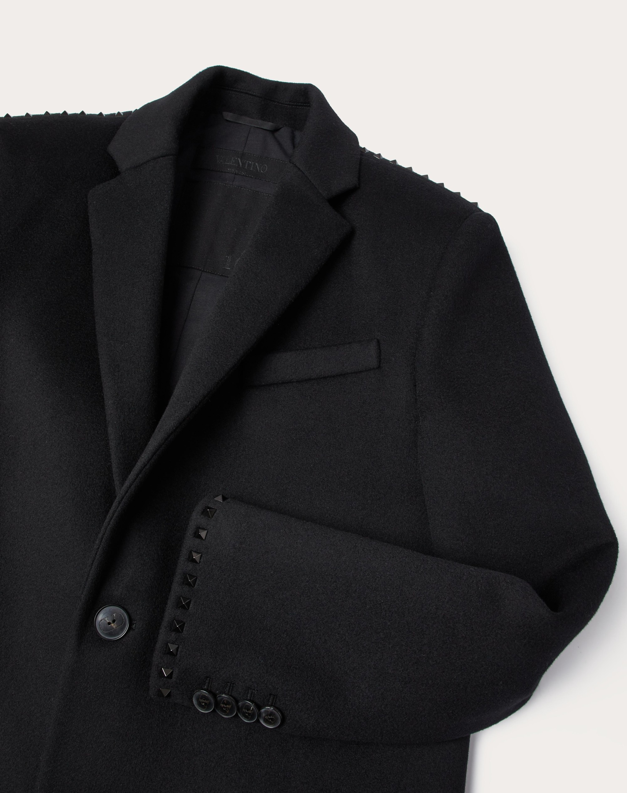 SINGLE BREASTED COAT IN DOUBLE-FACED WOOL AND CASHMERE WITH BLACK UNTITLED STUDS - 3